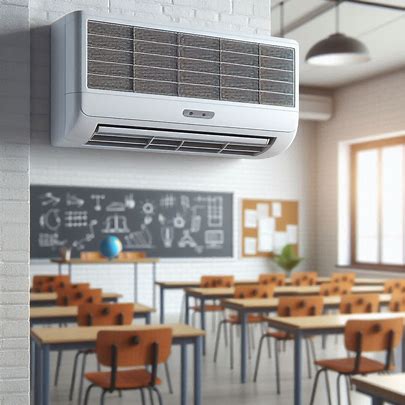 air conditioning unit in a modern classroom